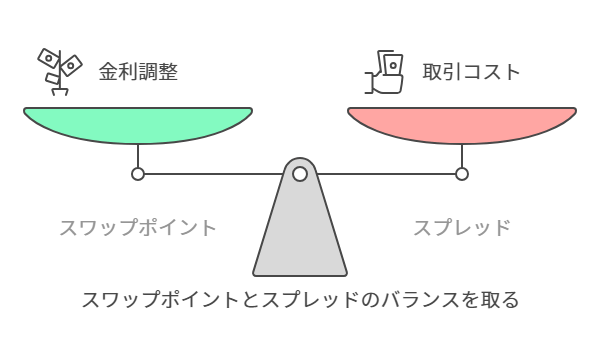 スワップポイントとスプレッドのバランスを取る