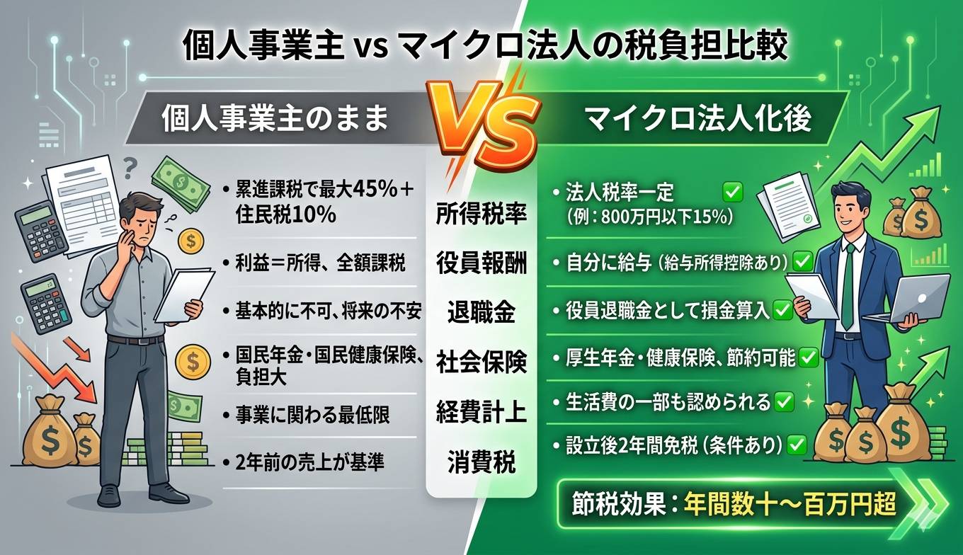 個人事業主 vs マイクロ法人 比較