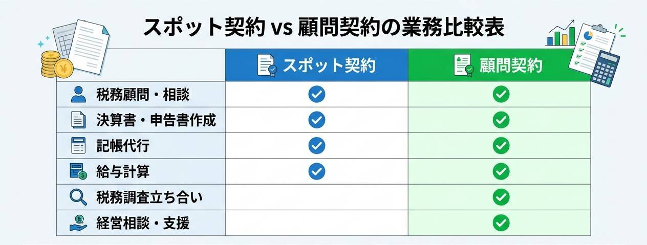 税理士への依頼業務とスポット・顧問契約の違い
